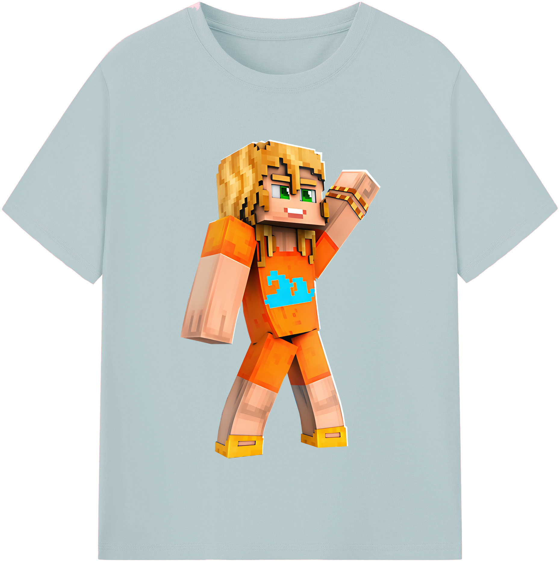 （画像用） マインクラフト ブロックの世界 Minecraft MC Block world 綿100％半袖Tシャツ（フロントプリント）